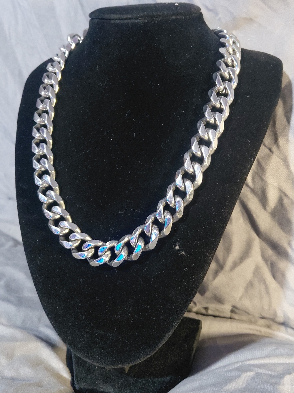 Chunky Silver Cuban Link Necklace - Picture 3 of 3